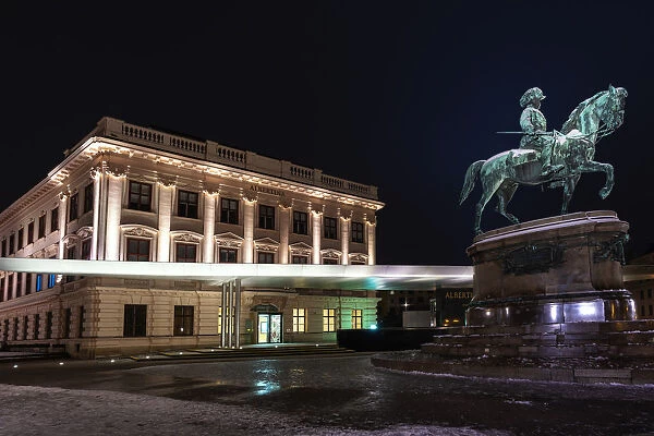 Equestrian statue at Albertina Museum, largest Habsburg residential palace, Vienna