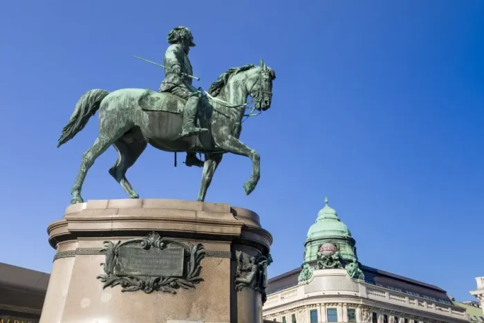 Framed Print : Equestrian statue of Archduke Albrecht outside Albertina Museum, Vienna, Austria, Europe Framed Print : Equestrian statue of Archduke Albrecht outside Albertina Museum, Vienna, Austria, Europe
