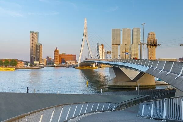 Erasmusbrug (Erasmus Bridge) and Wilhelminakade 137, De Rotterdam, The Rotterdam Building