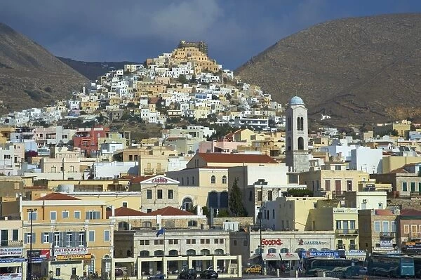 Ermoupoli (Khora) and Ano Syros, Syros Island, Cyclades, Greek Islands, Greece, Europe
