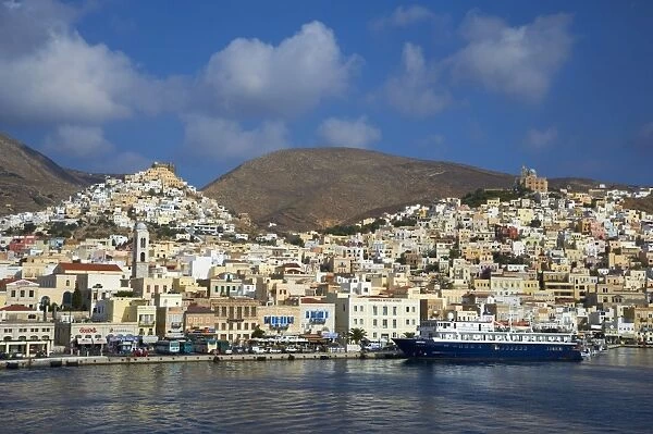 Ermoupoli (Khora) the capital and Ano Syros, Syros Island, Cyclades, Greek Islands, Greece, Europe