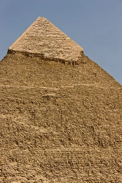 The eroded top of the Pyramid of Khafre in Giza, UNESCO World Heritage Site, near Cairo, Egypt, North Africa, Africa