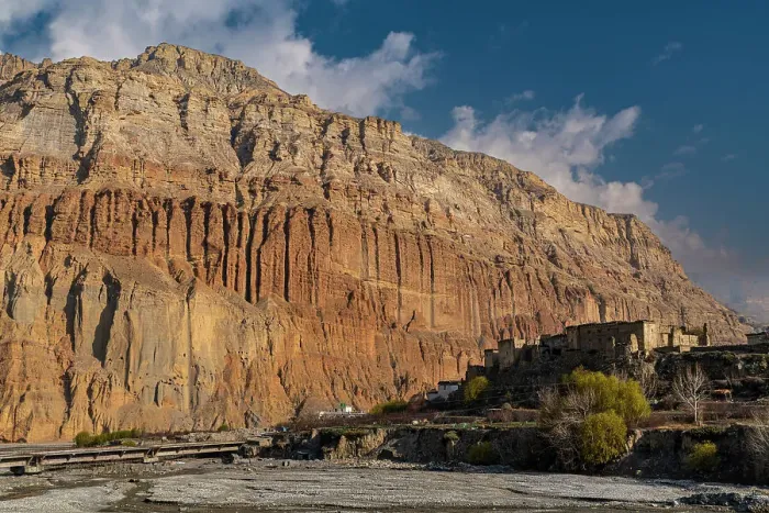 Framed Print : Eroded rock formations behind Chhusang village, Kingdom of Mustang, Himalayas, Nepal, Asia
