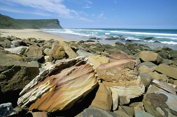 Eroded sandstone boulders at Garie Beach in Royal National Park, south of Sydney