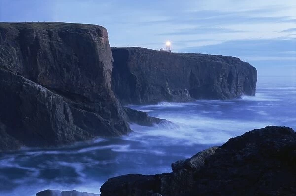 Eshaness basalt cliffs at dusk