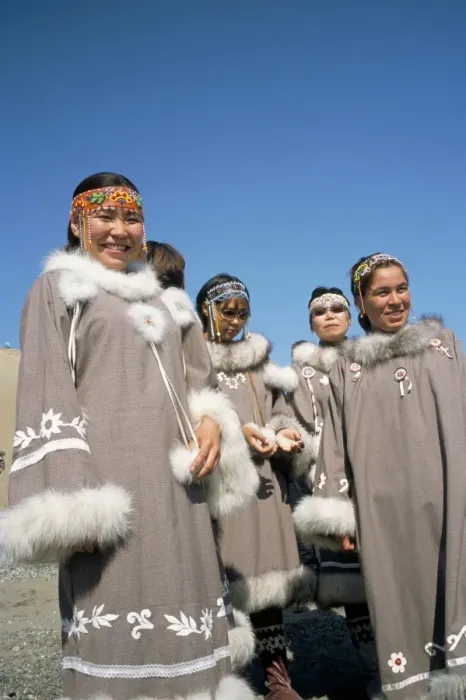 Framed Print : Eskimo women in traditional costume Framed Print : Eskimo women in traditional costume