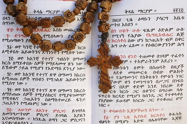 Ethiopian Bible and rosary, Jerusalem, Israel, Middle East