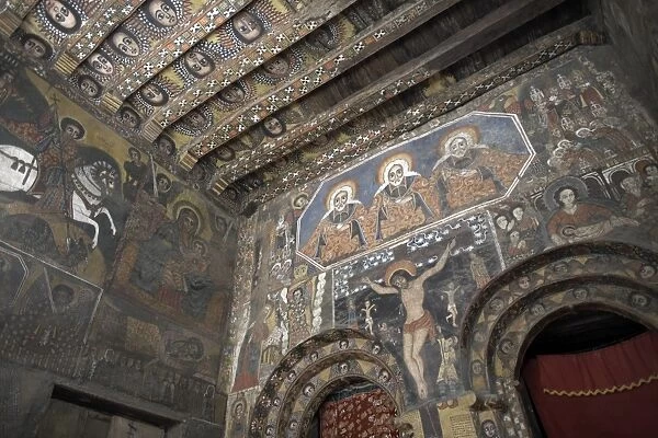 Some of Ethiopias finest ecclesiastical artwork adorns the walls of Debre Berhan Selassie Church, Gondar