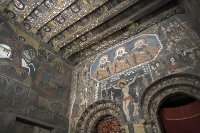 Framed Print : Some of Ethiopias finest ecclesiastical artwork adorns the walls of Debre Berhan Selassie Church, Gondar Framed Print : Some of Ethiopias finest ecclesiastical artwork adorns the walls of Debre Berhan Selassie Church, Gondar