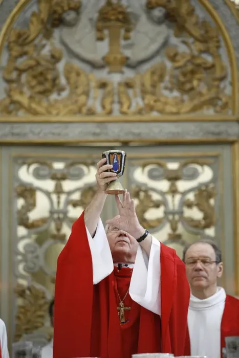 Framed Print : Eucharist celebration in Pontigny Abbey church, Pontigny, Yonne, France, Europe