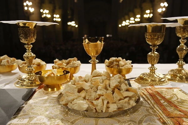 Eucharist in Notre Dame cathedral, Paris, France, Europe