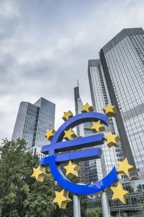 Framed Print : Eurotower, former seat of the European Central Bank, and Euro Symbol, Frankfurt am Main Framed Print : Eurotower, former seat of the European Central Bank, and Euro Symbol, Frankfurt am Main