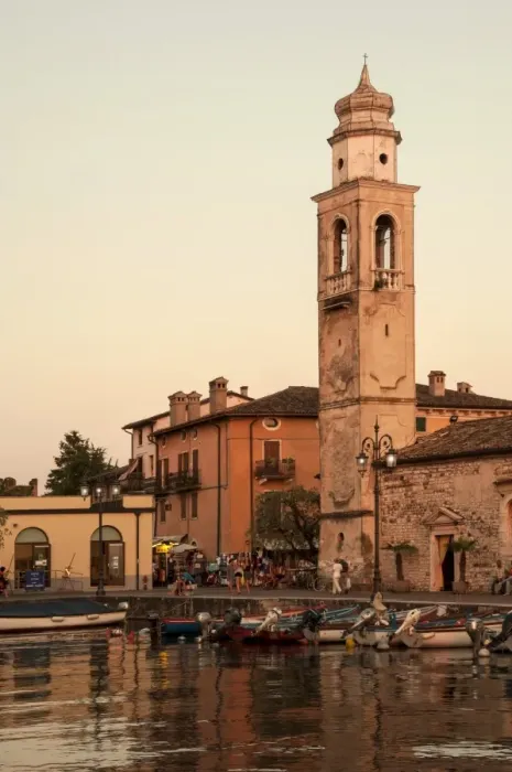 Framed Print : Evening, harbour view to the bell tower, Lazise, Lake Garda, Italian Lakes, Lombardy, Italy, Europe Framed Print : Evening, harbour view to the bell tower, Lazise, Lake Garda, Italian Lakes, Lombardy, Italy, Europe