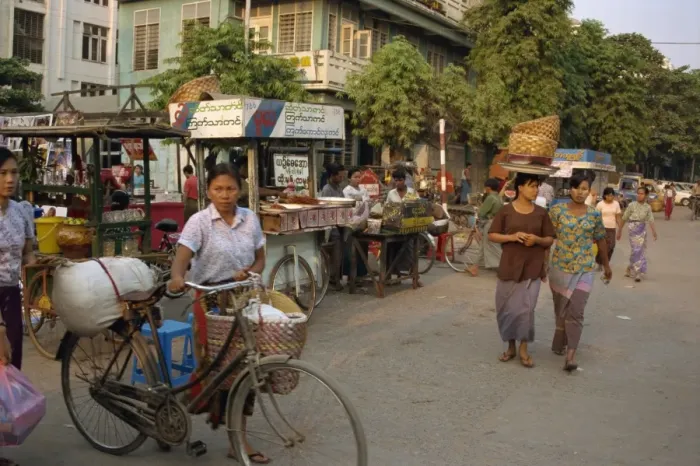 Framed Print : Evening market street scene, Mandalay, Myanmar (Burma), Asia Framed Print : Evening market street scene, Mandalay, Myanmar (Burma), Asia