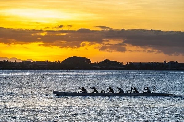 Evening rowing in the bay of Apia, Upolu, Samoa, South Pacific, Pacific