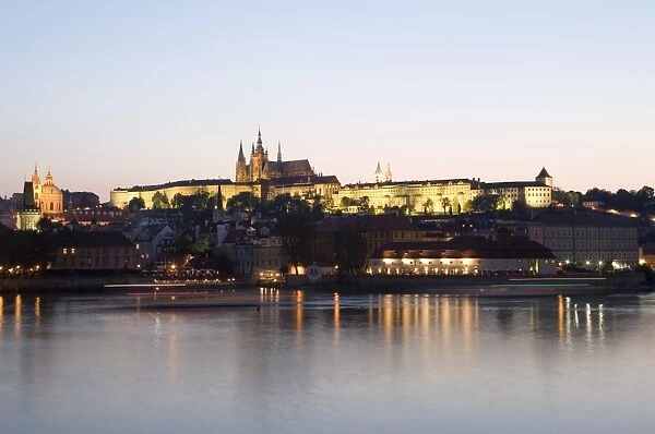 Evening, St. Vituss Cathedral, Royal Palace, Castle and River Vltava