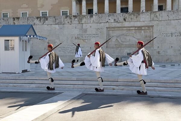 Evzone soldiers, Changing the Guard, Syntagma Square, Athens, Greece, Europe