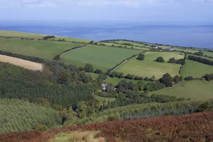 Framed Print : Exmoor National Park and Bristol Channel, near Porlock, Somerset, England Framed Print : Exmoor National Park and Bristol Channel, near Porlock, Somerset, England