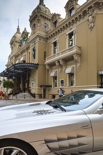 Exotic sports car outside Casino de Monte-Carlo, Monaco, Europe