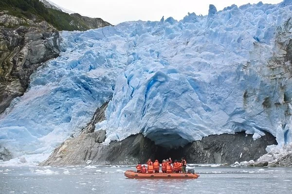 Exploring glacier in southern Chile, Chile, South America