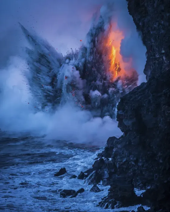 Framed Print : An explosion resembling an angel rises from the sea, created by rare natural forces when Framed Print : An explosion resembling an angel rises from the sea, created by rare natural forces when
