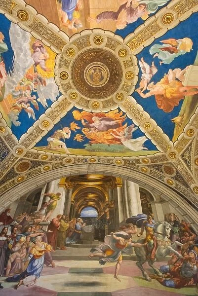 The Expulsion of Heliodorus from the Temple by Raphael, in the Stanze di Raffaello, in the Apostolic Palace in the Vatican, Vatican Museums, Rome, Lazio, Italy, Europe