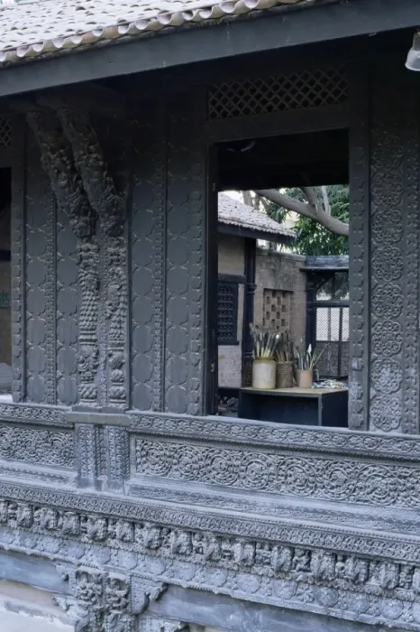 Framed Print : The exquisitely carved 300 year old wood facade of a Pol house Framed Print : The exquisitely carved 300 year old wood facade of a Pol house