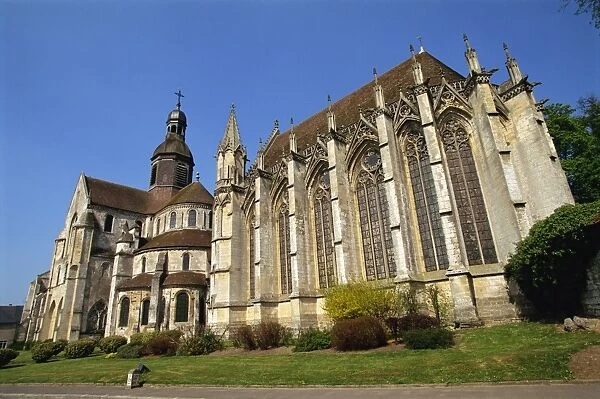 Exterior of 12th century Christian church of St. Germer de Fly, Oise, Picardie
