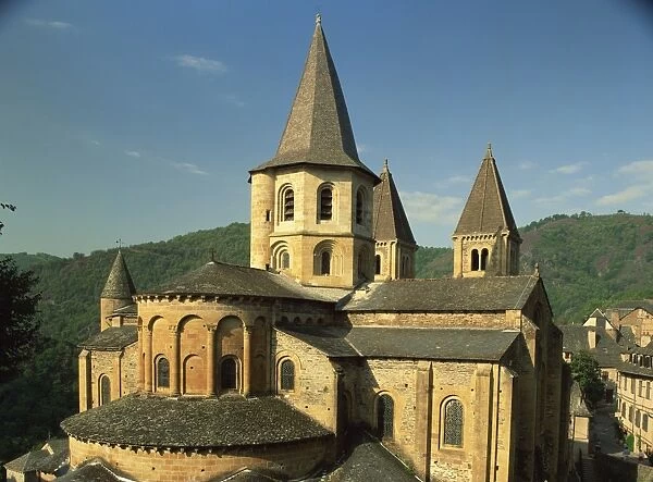 Exterior of the abbey of Ste. Foy, Conques, Midi Pyrenees, France, Europe