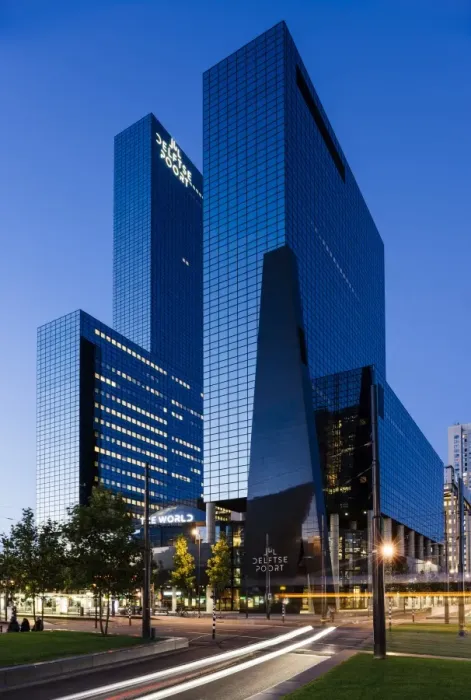 Framed Print : Exterior of Delftse Poort at night, Rotterdam, Netherlands, Europe Framed Print : Exterior of Delftse Poort at night, Rotterdam, Netherlands, Europe