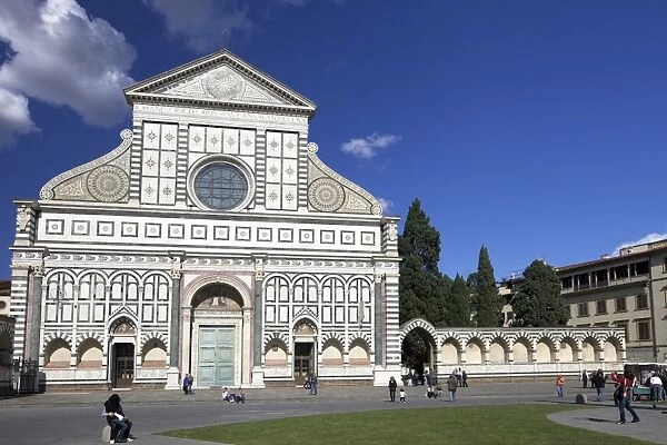 Exterior facade of the Basilica of Santa Maria Novella, Florence, UNESCO World Heritage Site