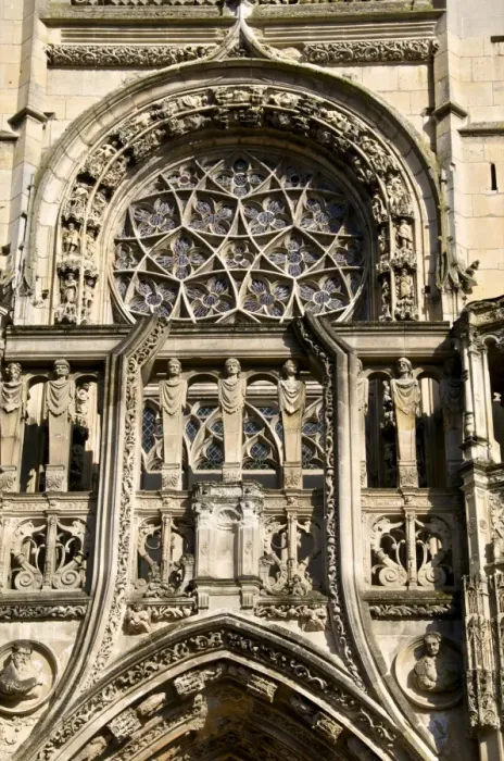 Framed Print : Exterior fo the west facade of the Notre Dame church, dating from the 15th century Framed Print : Exterior fo the west facade of the Notre Dame church, dating from the 15th century