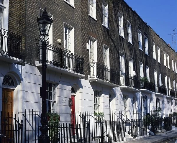 Exterior of Georgian terraced houses, Knightsbridge, London, England, United Kingdom