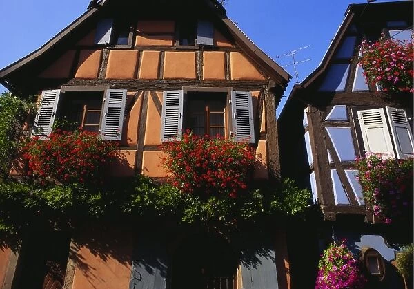 Exterior of Houses in Niedermorschwihr, Upper Alsace, Alsace, France