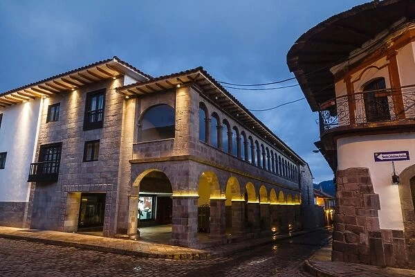 The exterior of the JW Marriott Hotel which is an old restored convent, Cuzco, UNESCO World Heritage Site, Peru, South America