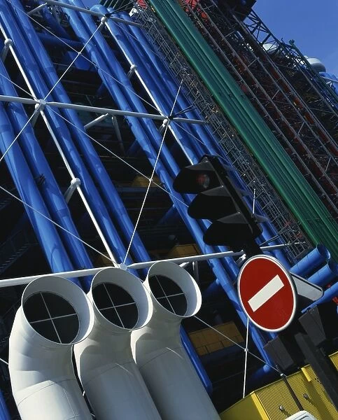 Exterior detail of pipes at the Pompidou Centre, Beaubourg, Paris, France, Europe