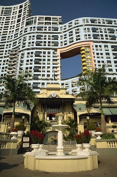 Exterior of the Repulse Bay luxury apartments noted for their unusual architecture in Hong Kong