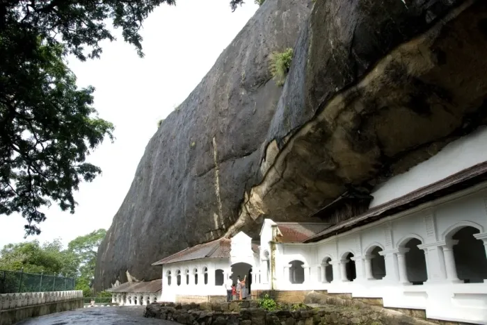 Framed Print : Exterior of Royal Rock Cave Temples, in natural caves in granite, Dambulla