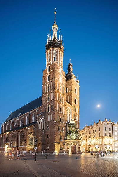 Exterior of Saint Marys Basilica (Bazylika Mariacka) in Market Square (Rynek