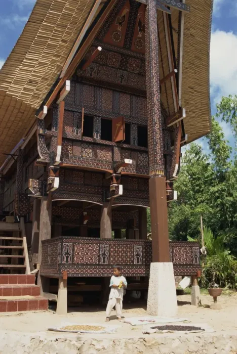 Framed Print : Exterior of a traditional decorated Toraja house Framed Print : Exterior of a traditional decorated Toraja house