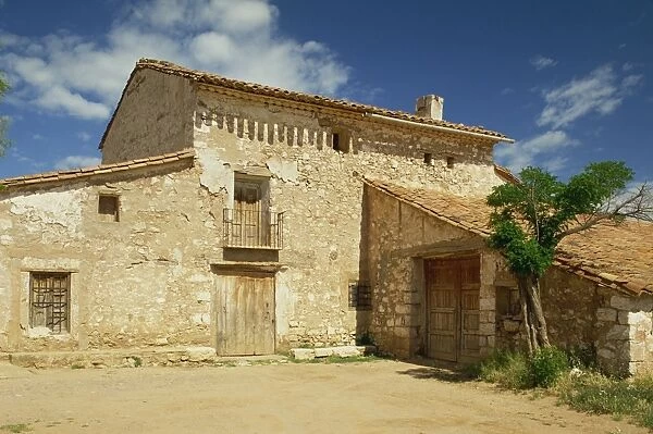 Exterior of traditional stone farmhouse near Teruel in Aragon