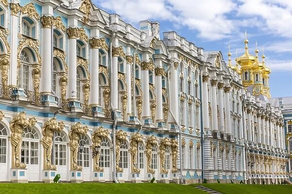 Exterior view of the Catherine Palace, Tsarskoe Selo, St. Petersburg, Russia, Europe
