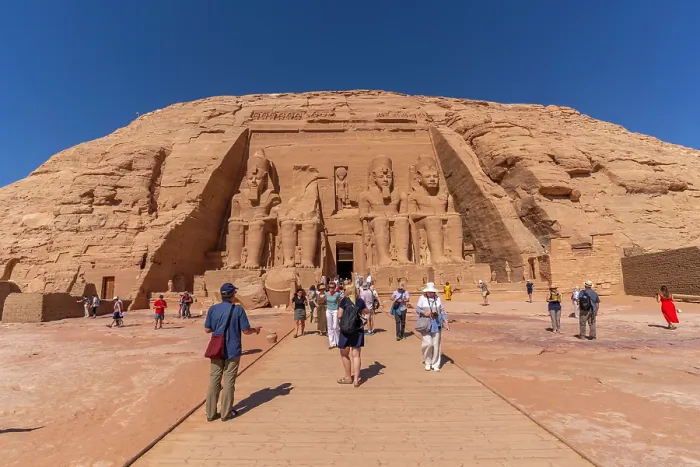 Framed Print : Exterior view of tourists and massive sculptures at the Abu Simbel Temple next to Lake Nasser, Temple of the Pharaohs, Ramses II, Nubia, Egypt, Africa Framed Print : Exterior view of tourists and massive sculptures at the Abu Simbel Temple next to Lake Nasser, Temple of the Pharaohs, Ramses II, Nubia, Egypt, Africa