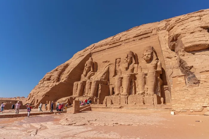 Framed Print : Exterior view of tourists and massive sculptures at the Abu Simbel Temple next to Lake Nasser, Temple of the Pharaohs, Ramses II, Nubia, Egypt, Africa Framed Print : Exterior view of tourists and massive sculptures at the Abu Simbel Temple next to Lake Nasser, Temple of the Pharaohs, Ramses II, Nubia, Egypt, Africa