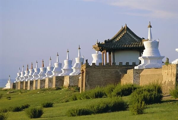 Exterior wall with 108 stupas at Erdene Zuu Monastery