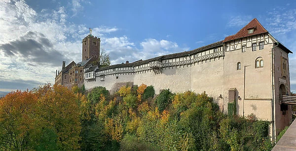 Exterior of Wartburg Castle whose foundation was laid in 1067, UNESCO World Heritage Site, Eisenach, Thuringia, Germany, Europe