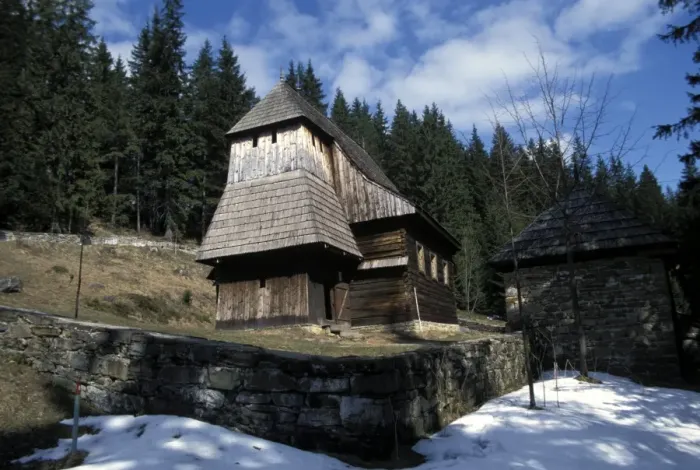 Framed Print : Exterior of wooden Ruthenian Orthodox church in village of Zuberec
