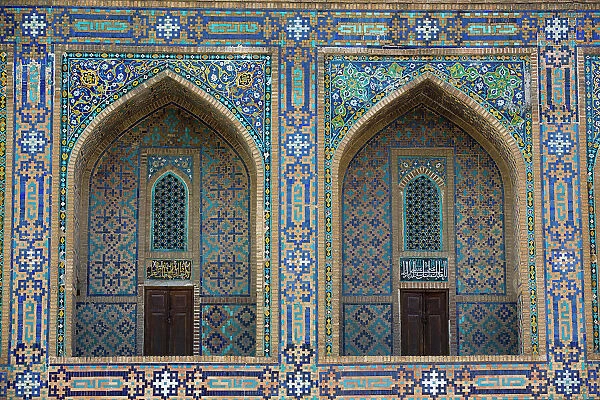External Rooms, Tilework, Sherdor Madrassah, completed 1636, Registan Square, UNESCO World Heritage Site, Samarkand, Uzbekistan, Central Asia, Asia