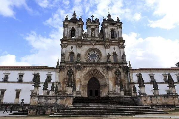 The facade of Alcobaca Monastery, UNESCO World Heritage Site, Alcobaca
