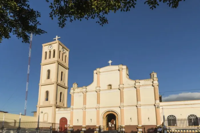 Framed Print : Facade and bell tower of the Iglesia San Jose in this important northern commercial city Framed Print : Facade and bell tower of the Iglesia San Jose in this important northern commercial city